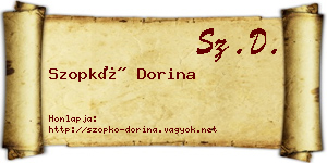 Szopkó Dorina névjegykártya